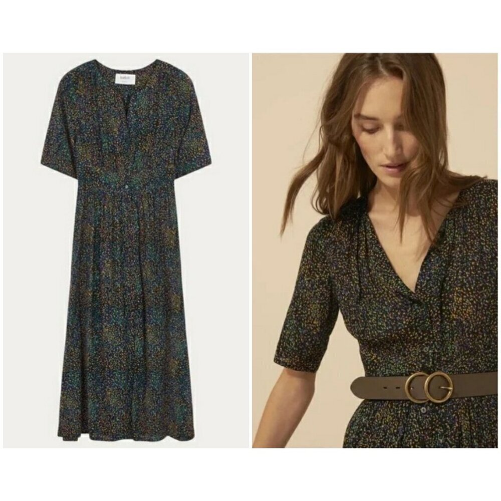 💕BA&SH💕 Azala Dress ~ Noir Black Print Small S US 6 NWOT